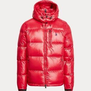 Polo Ralph Lauren Men's Vibrant Red Puffer Jacket The Gorham Glossed DownJacket
